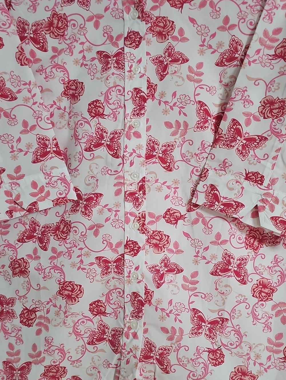 American Sweetheart Pink & White Butterfly Floral Button-Up Shirt - Picture 3 of 7